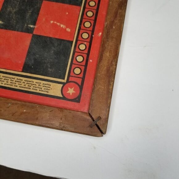 Vintage 1938 checkers board wooden great decorative design piece board only - Picture 10 of 11